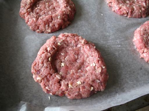 burger patties that center was pressed down 
