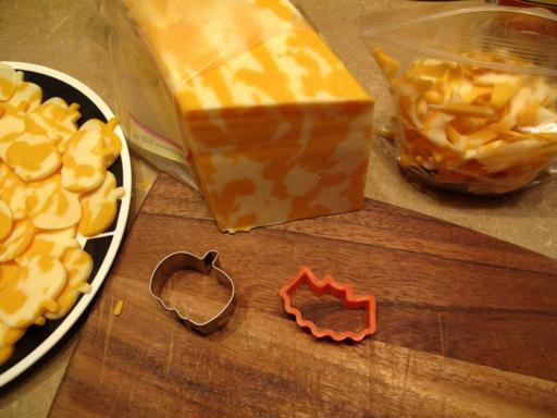 a block of cheese for creating bat and pumpkin shaped cheese