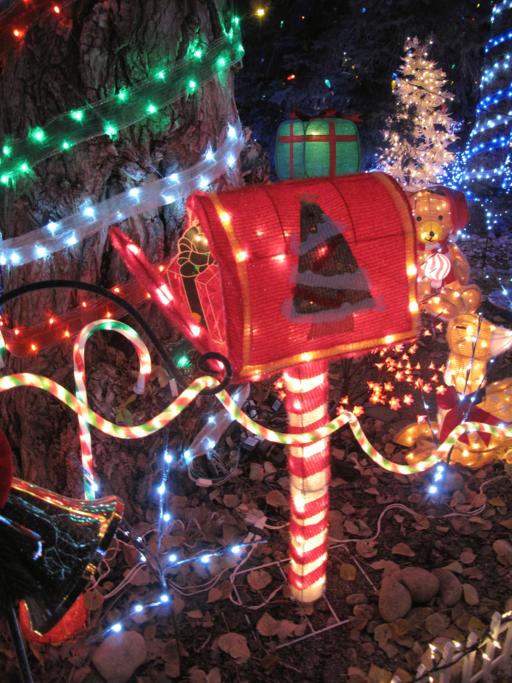 lighted mailbox and tree