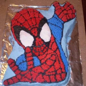 top down shot of Spiderman Cake