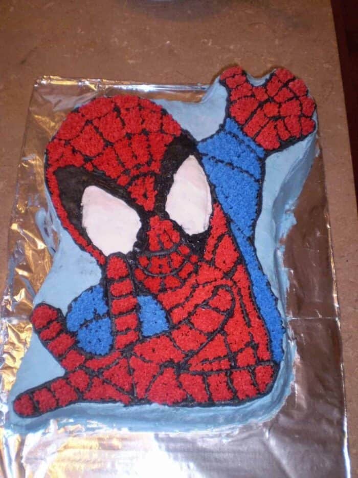 top down shot of Spiderman Cake