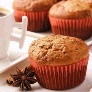 Spicy Ginger Muffins with orange color cake liners
