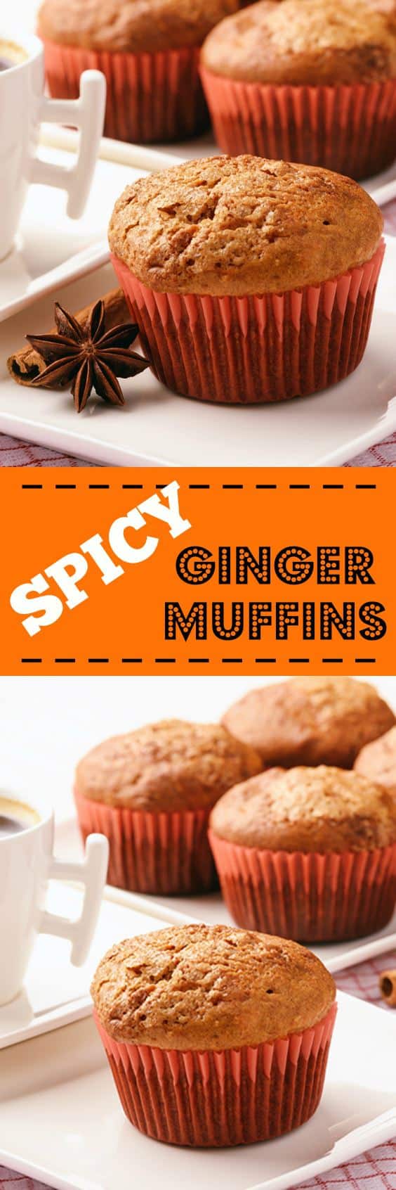 Delicious and easy, these spicy ginger muffins are sure to be a hit with the kids! Mine take these for school lunches all the time! From @kitchenmagpie #muffins #gingerbread #sweets #baking #school #lunch