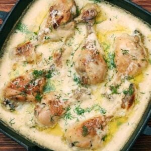 top down shot of Camp Cook's Parmesan Chicken in a large baking pan