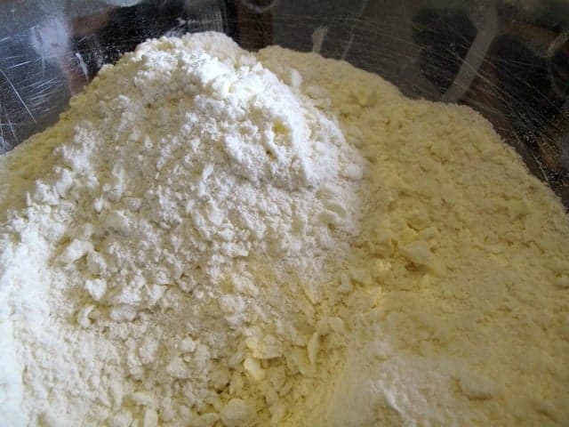 butter blended into the dry mixture