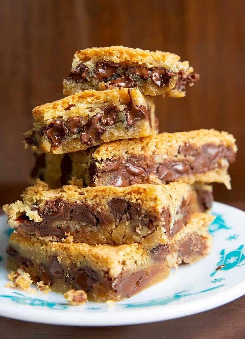 Chocolate Chip Cookie Bars on a Hazel Atlas KitchenAids plate