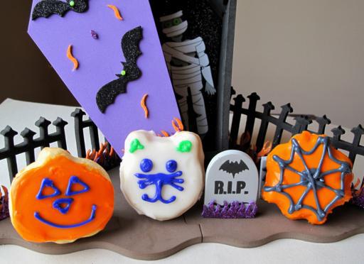 Spooky shaped lemon sugar cookies with lemon sugar icing