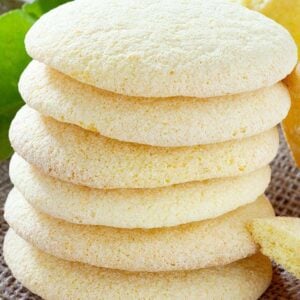 close up stack of Lemon Sugar Cookies