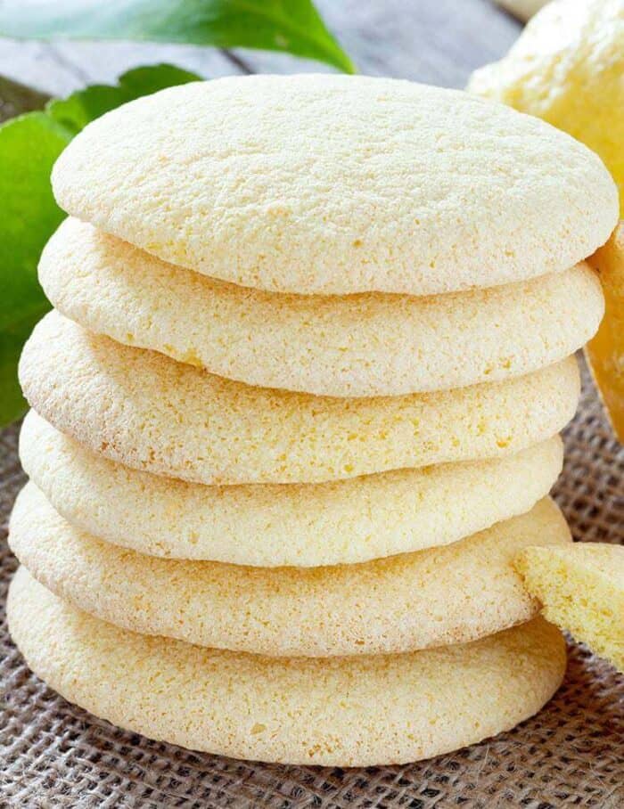 close up stack of Lemon Sugar Cookies