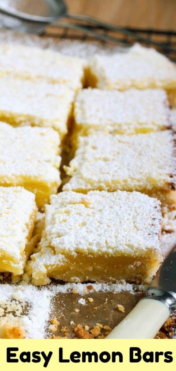 Classic lemon bars with a buttery shortbread crust. These bars have a super tangy lemon filling that is perfectly tart and not too sweet, just how lemon bars should be! #lemon #bars #dessert