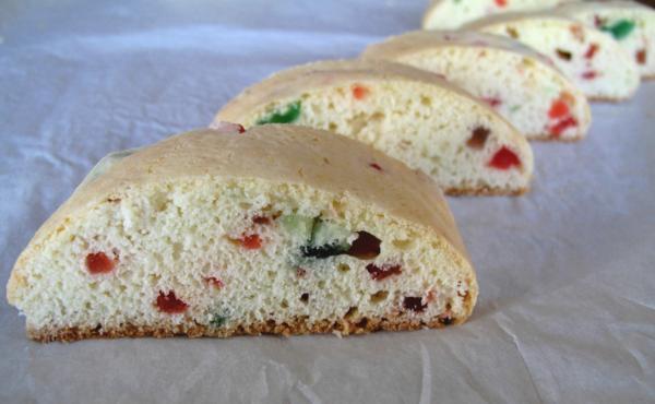 slices of Christmas Biscotti in parchment paper