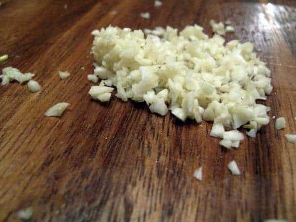 Minced garlic in wood