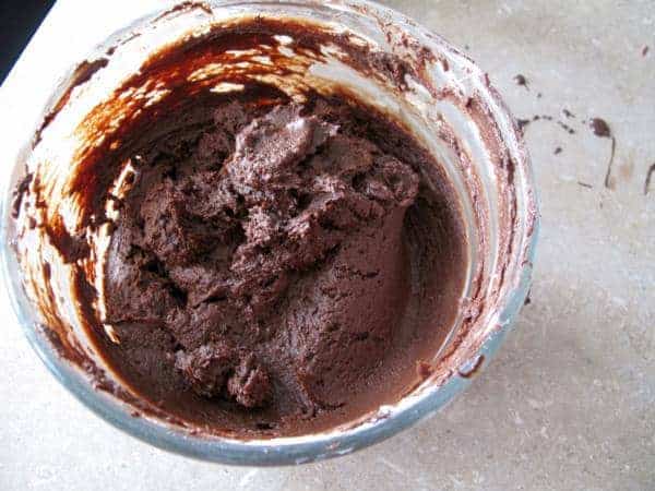 combined melted chocolate and cream cheese mixture ready to refrigerate