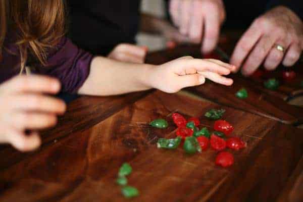 chopped up candied cherries and pineapple rounds