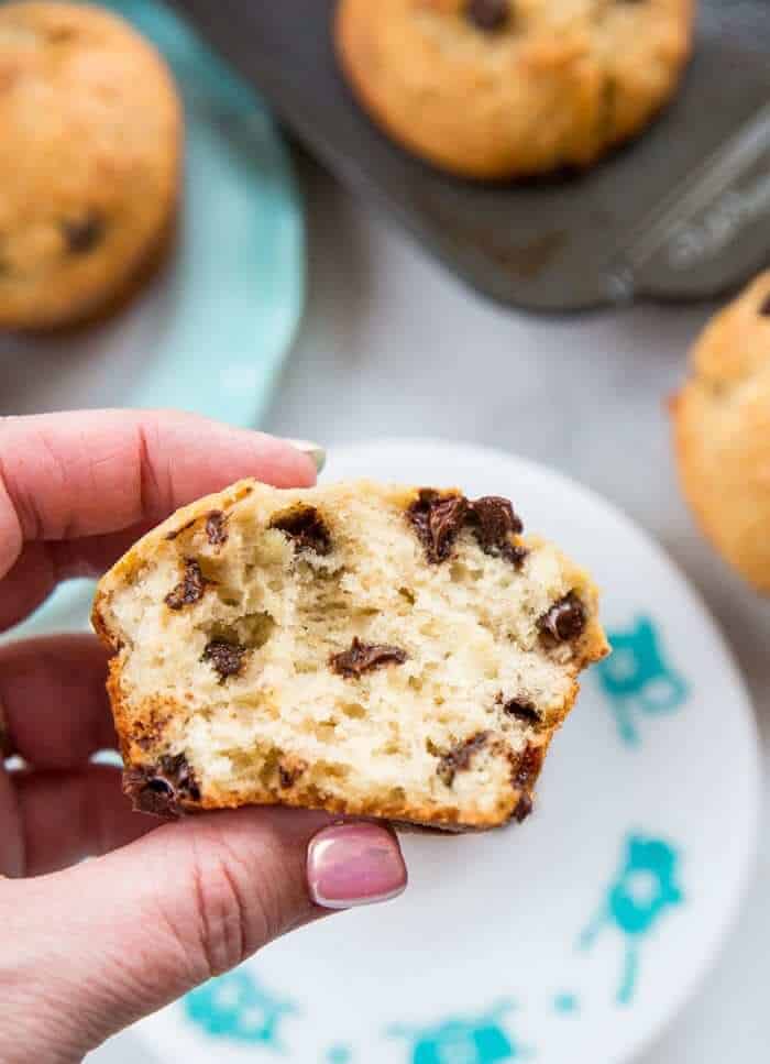 Close up of the inside of the banana muffins