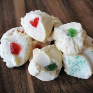 pieces of Whipped Shortbread in a wood background