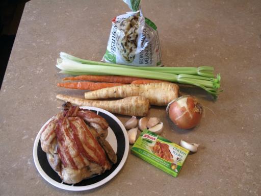 Ingredients needed in making Cornish Game Hen Soup