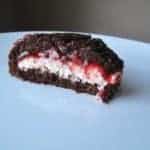 half piece of Black Forest Zuccotto showing the inside