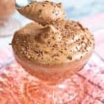 Fluffy Chocolate Mousse in Pink Depression Glass Sherbet