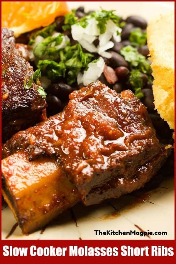  There is almost nothing like some fabulous slow cooker molasses short ribs for dinner - when you add in the sweet, heavy tang of molasses these short ribs become one amazing dinner! #shortribs #beef #slowcooker #crockpot #dinner #molasses #recipe 