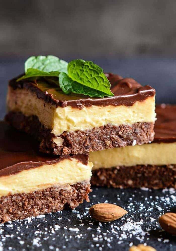 close up Nanaimo bars ready to be enjoy!