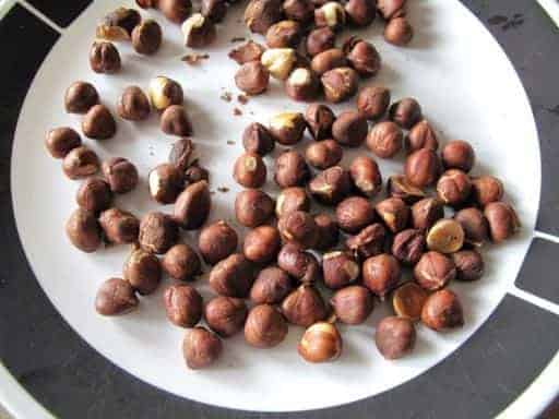 Hazelnuts in a plate for roasting