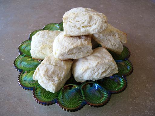 lemonteascones2_512x384 Stack of Lemon Scones in a green glass egg plate