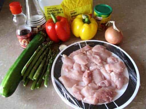All the Ingredients Needed for Chicken Asparagus Stir Fry