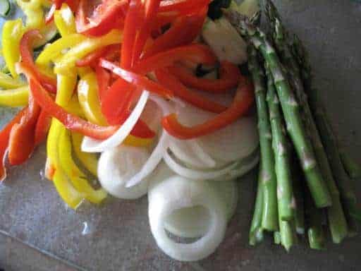 Sliced up veggies ready for cooking