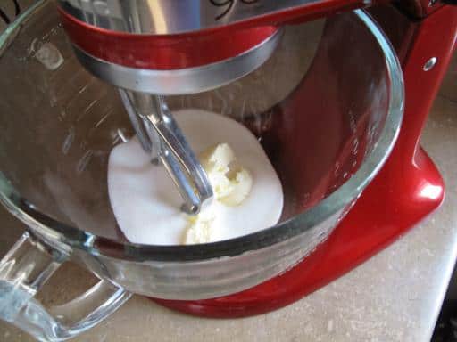 creaming the butter, sugar and eggs using a mixer