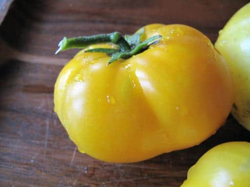 close up of fresh lemon boy tomato