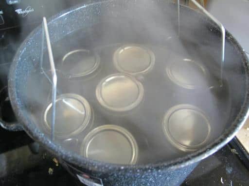 boiling the sterilized jars with cover