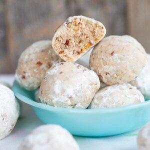 a bowl full of Snowball Cookies