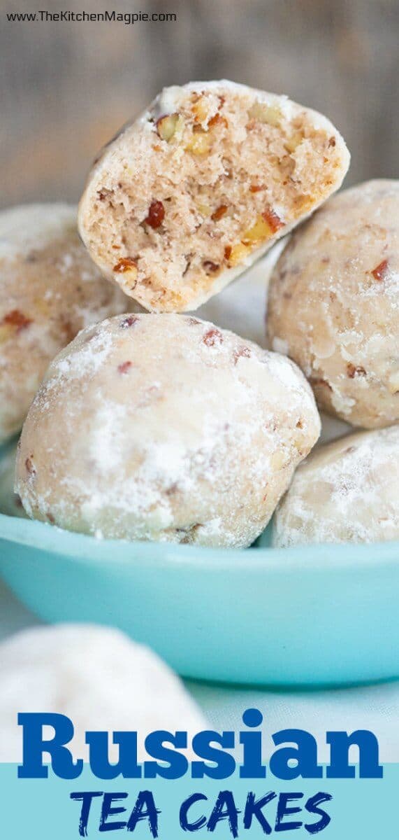Russian Tea Cakes or Snowball Cookies are rich, buttery, shortbread hazelnut cookies rolled in icing sugar that simply melt in your mouth! #snowballs #cookies #Christmas #hazelnut 