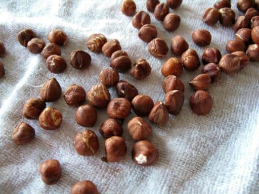 Toasted Hazelnuts on a clean tea towel