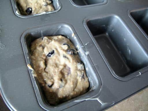 Nine Grain Blueberry Muffin dough in rectangular shape muffin tins