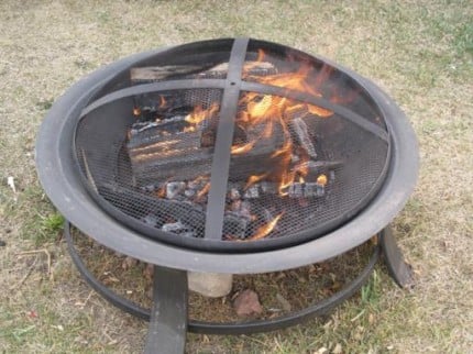 lighted fire in the fire pit