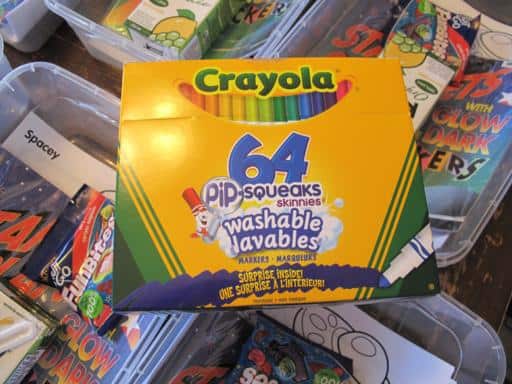 a box of 64 Pip Squeaks washable lavables from Crayola