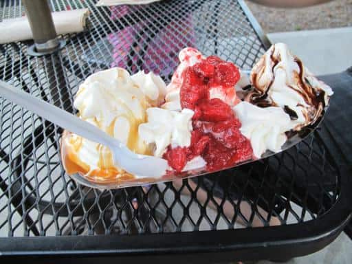 a serving of banana split