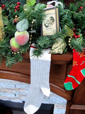 hanging socks in the Christmas decor