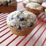 Nine Grain Blueberry Muffins in red cooling rack