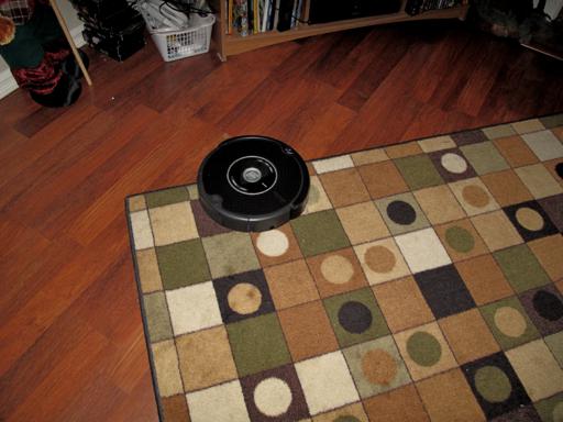 Roomba in a floor carpet