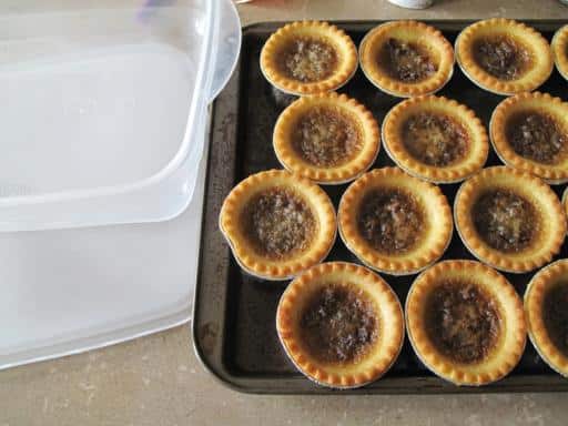 Butter tarts in the baking pan