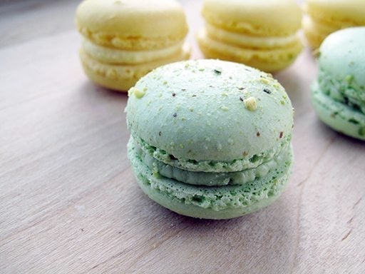 pistachio and lemon macarons