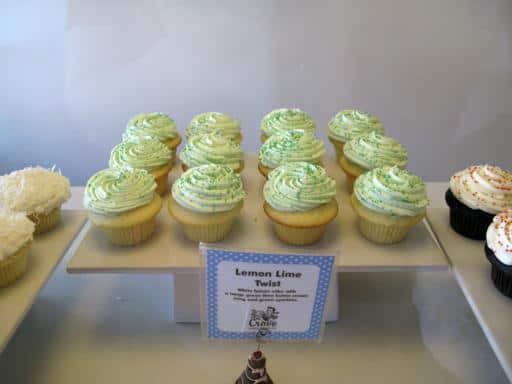 lemon lime twist cupcake with green icing on top