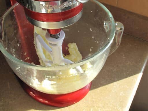 Beating together the butter and sugar in a mixer