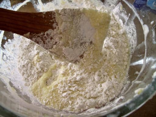 adding the flour to the mixture