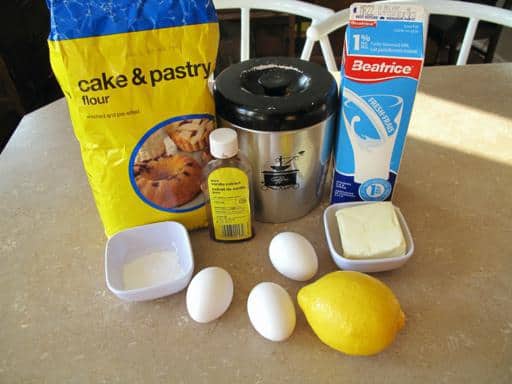 Ingredients needed in making the Ruffled Lemon Cake All on top of the table
