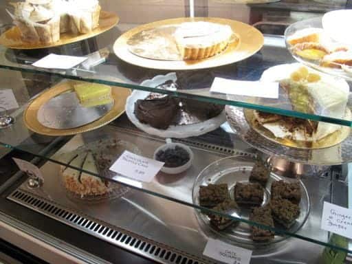 close up of pastry displays inside the bistro