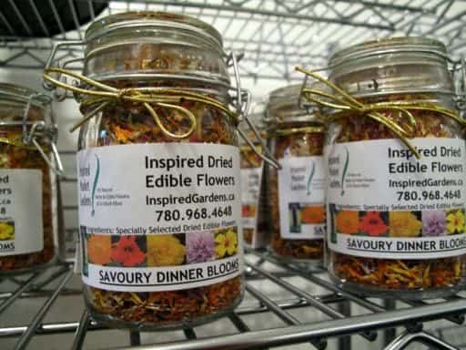 edible flowers in sealed jars